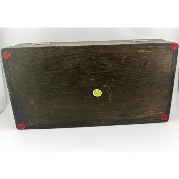 VTG S Sper Bijou Wooden‎ Jewelry Box Red Interior - Picture 8 of 9